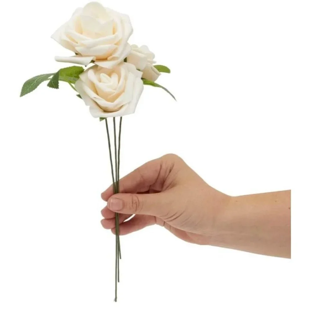 50 count | Champagne Artificial Flower Roses Stems Wedding Party Centerpiece